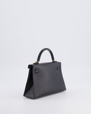 Hermès Mini Kelly II 20cm Touch Bag in Noir Madame and Lizard Leather with Gold Hardware