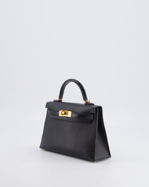 Hermès Mini Kelly II 20cm Touch Bag in Noir Madame and Lizard Leather with Gold Hardware