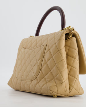 Chanel Medium Coco Top Handle Bag in Chai Beige Caviar Leather with Brushed Gold Hardware