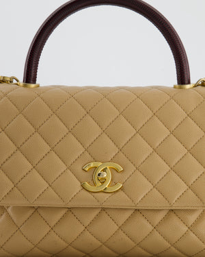 Chanel Medium Coco Top Handle Bag in Chai Beige Caviar Leather with Brushed Gold Hardware