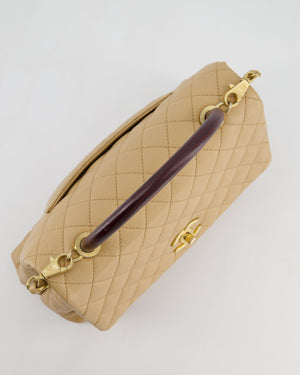 Chanel Medium Coco Top Handle Bag in Chai Beige Caviar Leather with Brushed Gold Hardware