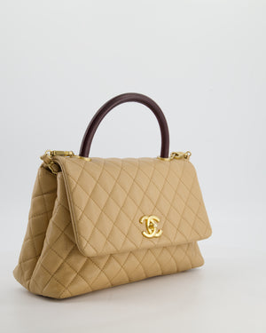 Chanel Medium Coco Top Handle Bag in Chai Beige Caviar Leather with Brushed Gold Hardware