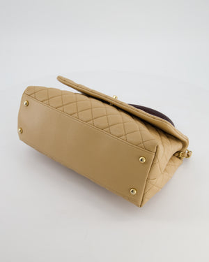 Chanel Medium Coco Top Handle Bag in Chai Beige Caviar Leather with Brushed Gold Hardware