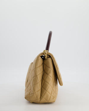 Chanel Medium Coco Top Handle Bag in Chai Beige Caviar Leather with Brushed Gold Hardware