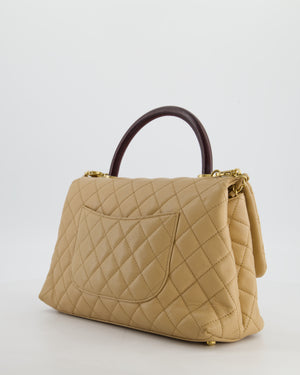 Chanel Medium Coco Top Handle Bag in Chai Beige Caviar Leather with Brushed Gold Hardware
