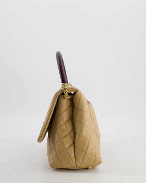 Chanel Medium Coco Top Handle Bag in Chai Beige Caviar Leather with Brushed Gold Hardware