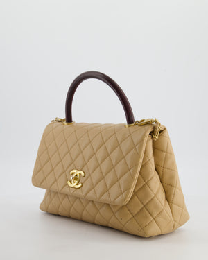 Chanel Medium Coco Top Handle Bag in Chai Beige Caviar Leather with Brushed Gold Hardware
