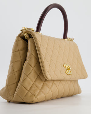Chanel Medium Coco Top Handle Bag in Chai Beige Caviar Leather with Brushed Gold Hardware