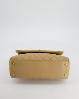 Chanel Medium Coco Top Handle Bag in Chai Beige Caviar Leather with Brushed Gold Hardware
