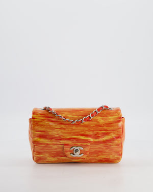 *FIRE PRICE* Chanel Red & Yellow Striped Mini Rectangular Flap Bag in Patent Leather with Silver Hardware