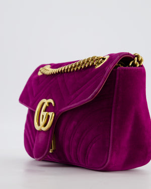 Gucci Purple Velvet Marmont Bag with Brushed Gold Hardware