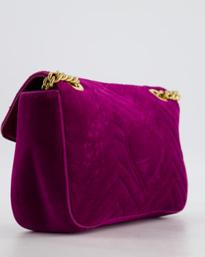 Gucci Purple Velvet Marmont Bag with Brushed Gold Hardware
