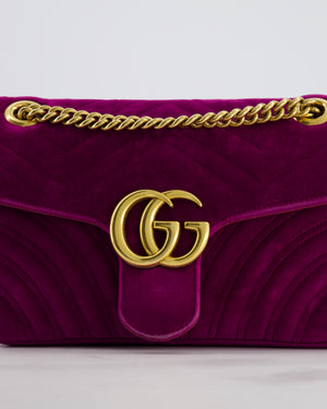 Gucci Purple Velvet Marmont Bag with Brushed Gold Hardware