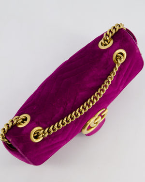 Gucci Purple Velvet Marmont Bag with Brushed Gold Hardware
