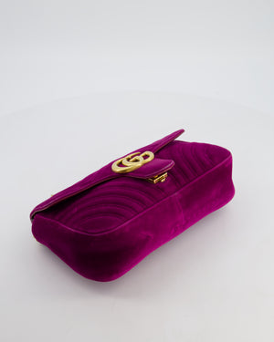 Gucci Purple Velvet Marmont Bag with Brushed Gold Hardware