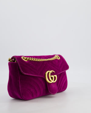 Gucci Purple Velvet Marmont Bag with Brushed Gold Hardware