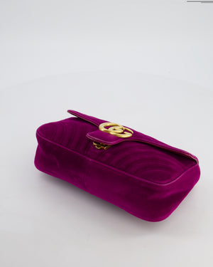 Gucci Purple Velvet Marmont Bag with Brushed Gold Hardware
