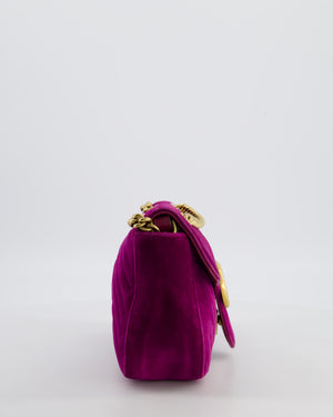 Gucci Purple Velvet Marmont Bag with Brushed Gold Hardware