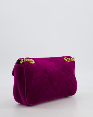 Gucci Purple Velvet Marmont Bag with Brushed Gold Hardware