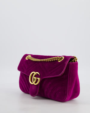 Gucci Purple Velvet Marmont Bag with Brushed Gold Hardware