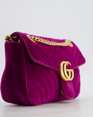 Gucci Purple Velvet Marmont Bag with Brushed Gold Hardware