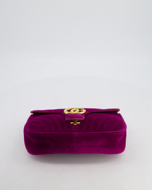 Gucci Purple Velvet Marmont Bag with Brushed Gold Hardware