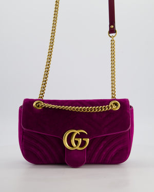 Gucci Purple Velvet Marmont Bag with Brushed Gold Hardware