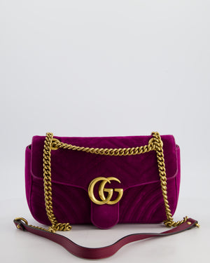 Gucci Purple Velvet Marmont Bag with Brushed Gold Hardware
