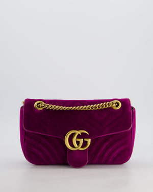 Gucci Purple Velvet Marmont Bag with Brushed Gold Hardware