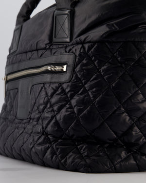 Chanel Black Coco Cocoon Tote Bag In Nylon and Silver Hardware with CC Detail