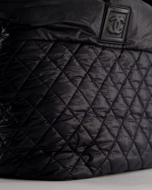 Chanel Black Coco Cocoon Tote Bag In Nylon and Silver Hardware with CC Detail