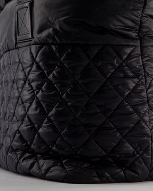 Chanel Black Coco Cocoon Tote Bag In Nylon and Silver Hardware with CC Detail
