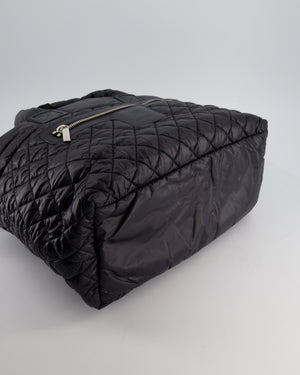 Chanel Black Coco Cocoon Tote Bag In Nylon and Silver Hardware with CC Detail