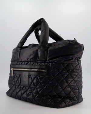 Chanel Black Coco Cocoon Tote Bag In Nylon and Silver Hardware with CC Detail