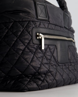 Chanel Black Coco Cocoon Tote Bag In Nylon and Silver Hardware with CC Detail