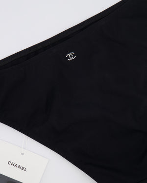 Chanel 2024 Coco Beach Black High Waisted Bikini Bottom with Crystal CC Logo Back Detail Size FR 38 (UK 10)