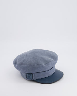 Hermès Blue Linen and Leather Beret Cap Size 57 RRP £600