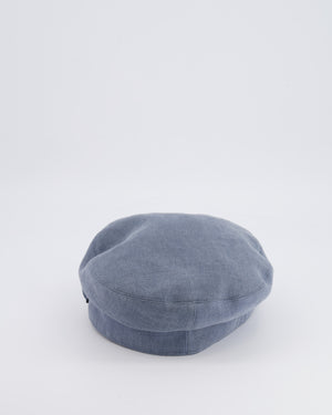 Hermès Blue Linen and Leather Beret Cap Size 57 RRP £600