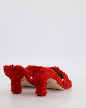 Gucci X Adidas Red Teddy Open Toe Sandals with Blue Logo Detail Size EU 38