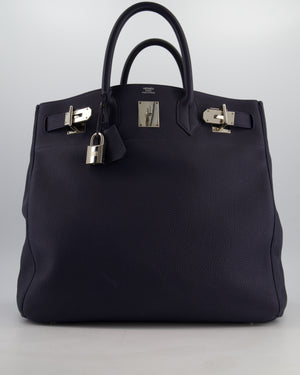 *RARE* Hermès HAC Bag 40 in Bleu Abysse Togo Leather With Palladium Hardware