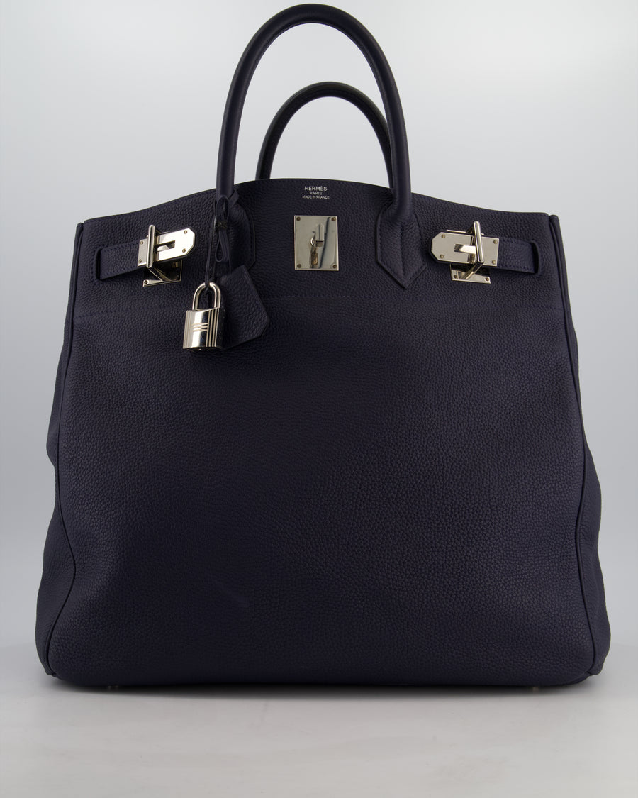 *RARE* Hermès HAC Bag 40 in Bleu Abysse Togo Leather With Palladium Hardware