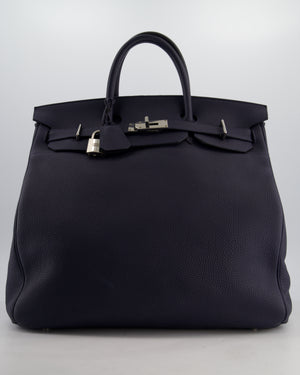 *RARE* Hermès HAC Bag 40 in Bleu Abysse Togo Leather With Palladium Hardware