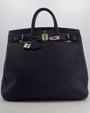 *RARE* Hermès HAC Bag 40 in Bleu Abysse Togo Leather With Palladium Hardware