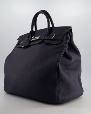 *RARE* Hermès HAC Bag 40 in Bleu Abysse Togo Leather With Palladium Hardware