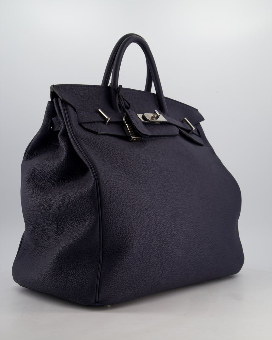 *RARE* Hermès HAC Bag 40 in Bleu Abysse Togo Leather With Palladium Hardware