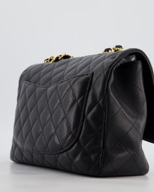 *FIRE PRICE* Chanel Black Jumbo Classic Single Flap Bag in Caviar Leather with Gold Hardware