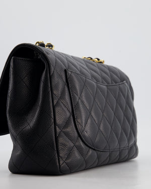 *FIRE PRICE* Chanel Black Jumbo Classic Single Flap Bag in Caviar Leather with Gold Hardware