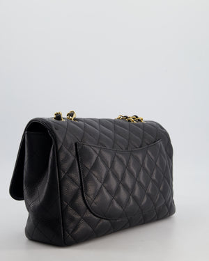 *FIRE PRICE* Chanel Black Jumbo Classic Single Flap Bag in Caviar Leather with Gold Hardware