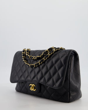 *FIRE PRICE* Chanel Black Jumbo Classic Single Flap Bag in Caviar Leather with Gold Hardware