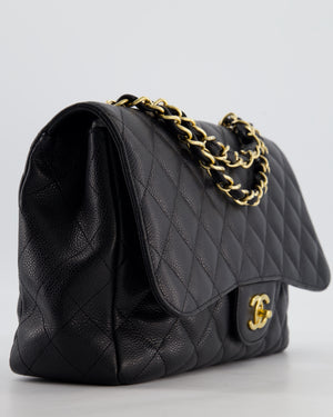 *FIRE PRICE* Chanel Black Jumbo Classic Single Flap Bag in Caviar Leather with Gold Hardware